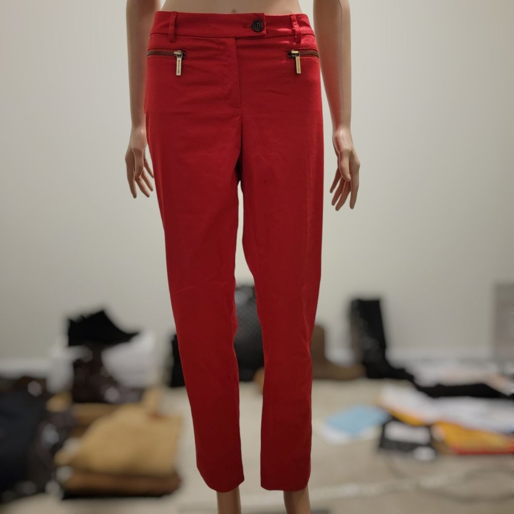 Michael Kors Red Skinny Pants Zipper Pockets Womens Size 6